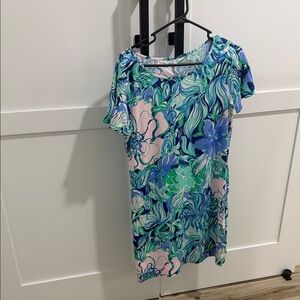 Lilly Pulitzer Blue and Green Swirl Midi Dress